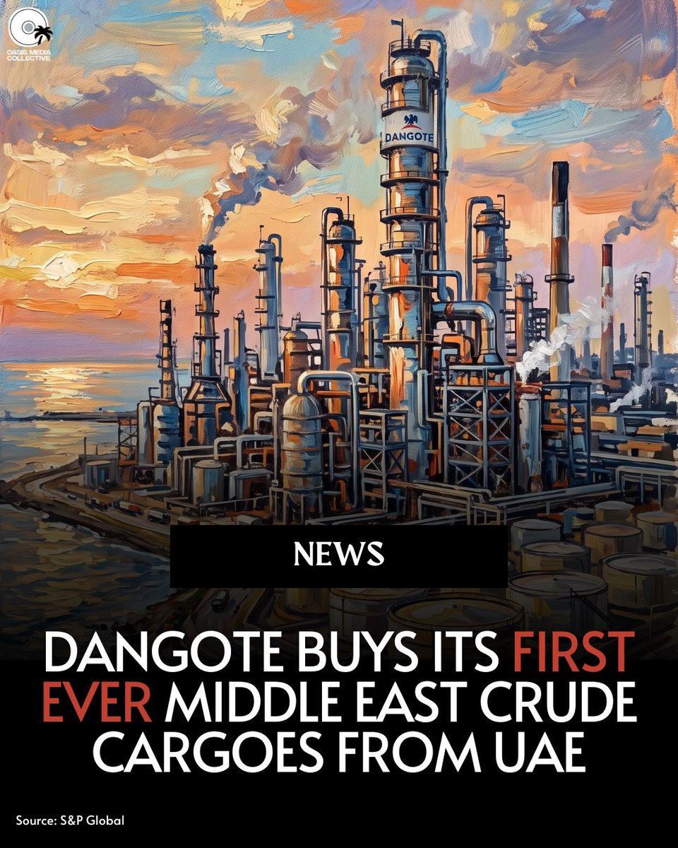 OasisMediaColl's tweet photo. Africa's biggest refinery just bought its first-ever cargo from the Middle East and it's a direct result of the Iran ceasefire. https://t.co/p0eZLbI3Yj