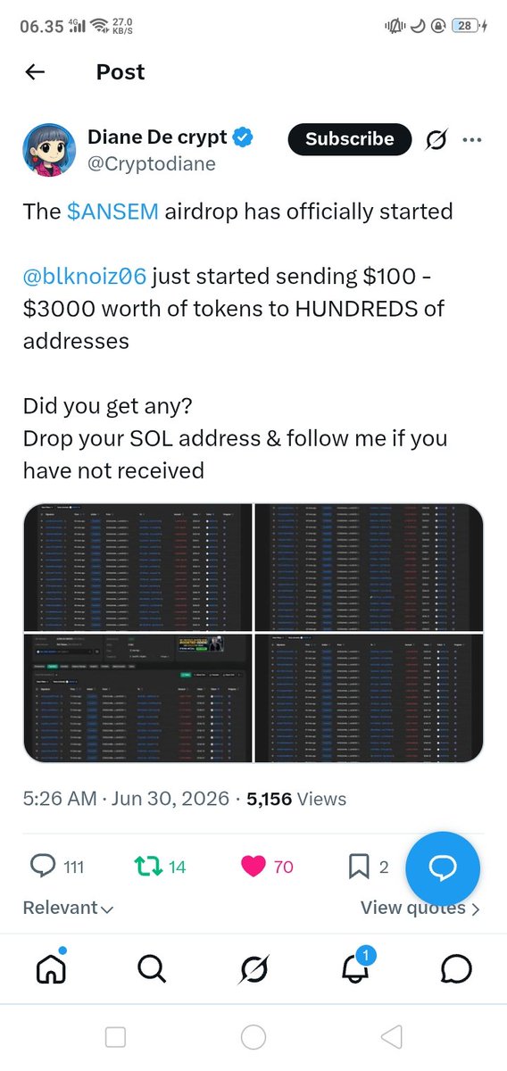 easycuantrs's tweet photo. @Cryptodiane @blknoiz06 I'm not received 🙏

HyLu6pL1eMVGShrvtFVA112DwS6CzvMrfPRWb2GfSgpM https://t.co/MHOSO6gJK8