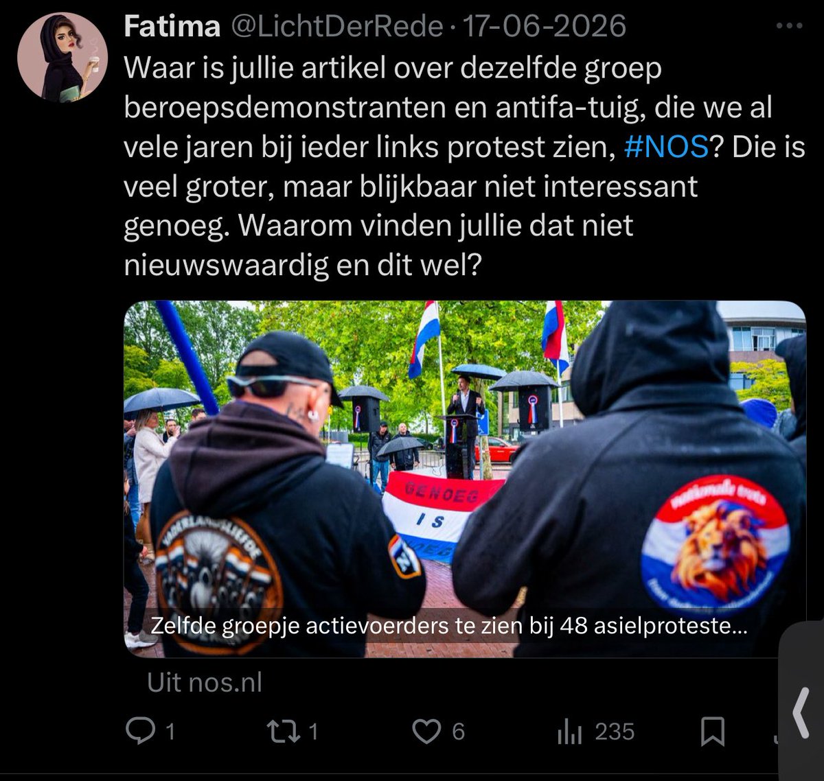 Theeyewitness3's tweet photo. @LichtDerRede “De onderliggende zorg is terecht “ ga toch elders sensatie opwaaien, iemand die zich voordoet als Fatima je bent gewoon een smerige rechtste blankebleekscheet. https://t.co/qZKExZIWf5
