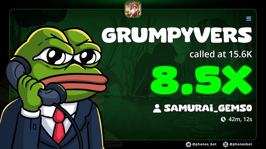APES_CALLER1's tweet photo. 8.5x profit from my call on $GRUMPYVERS

2Gt5d6pM36Ff5d8a2jTUz9TjPQ33dGnhL5NyLSSMpump

#solana #memecoins #crypto #bitcoins #binance https://t.co/qfPbiecMU5