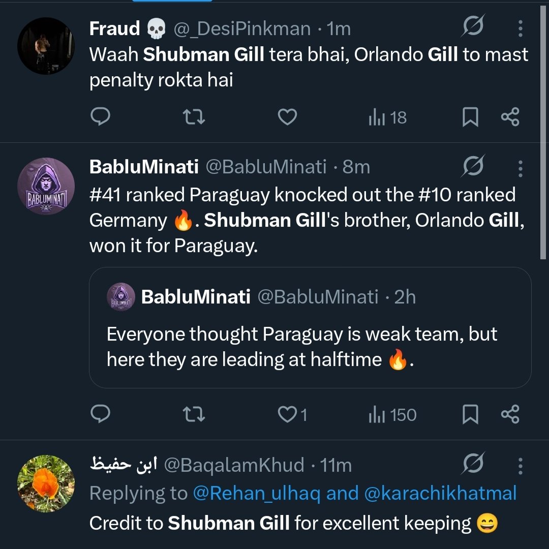 prateek_295's tweet photo. When there are people around the world that are sharing the same braincells as you 😭

Orlando Gill, cousin of Shubman Gill 😹 https://t.co/V99XLV4fGY