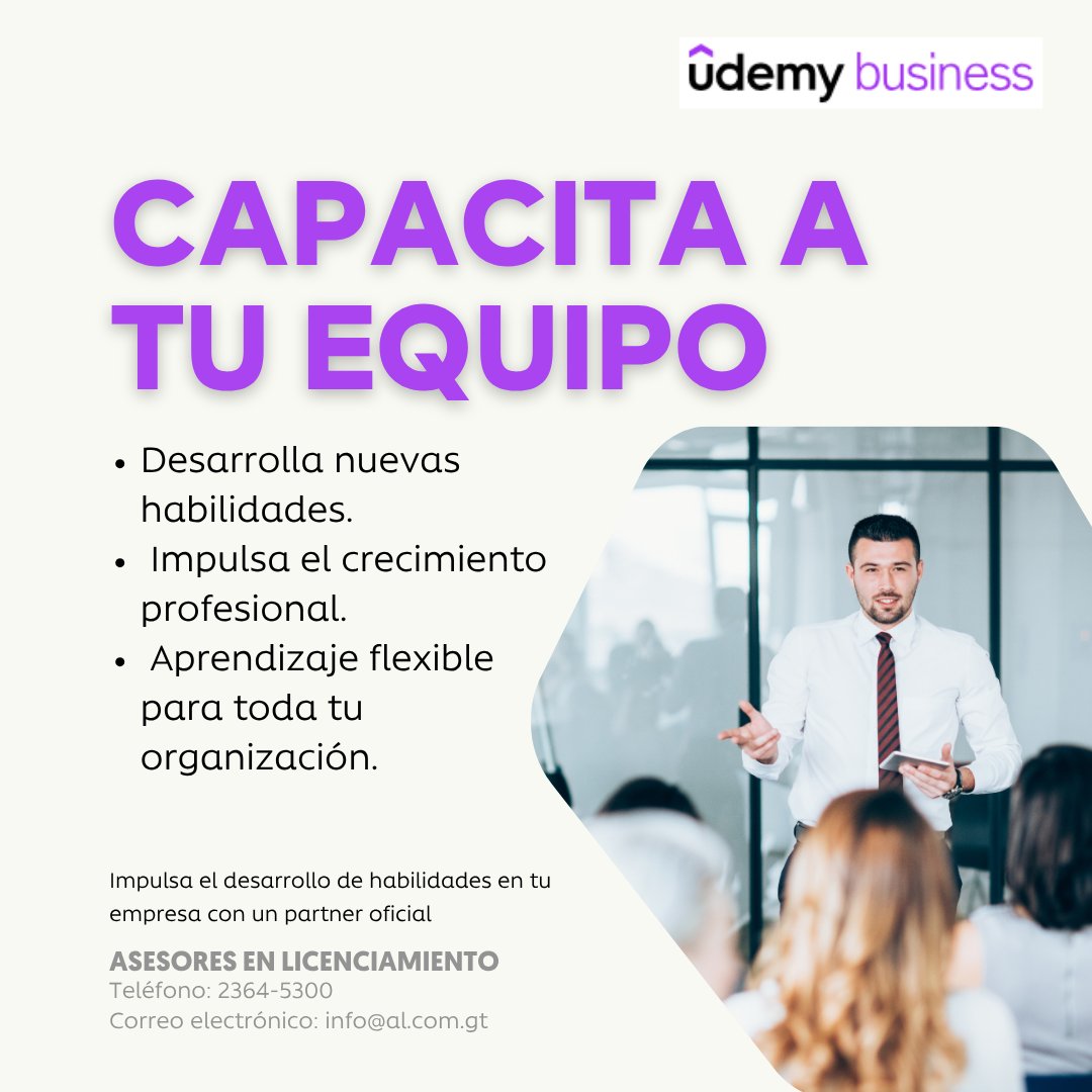 somosALgt's tweet photo. El éxito de tu empresa depende de lo que tu equipo sabe hoy... y de lo que aprenderá mañana. 💼📊
Capacita a tu organización con #UdemyBusiness
¡Contáctanos como partner oficial! 🚀 
📞 2364-5300 
✉️ info@al.com.gt

#TechSkills #Elearning #Udemy #Liderazgo #capacitacion #GT #RRHH https://t.co/DO2IvEAMUK