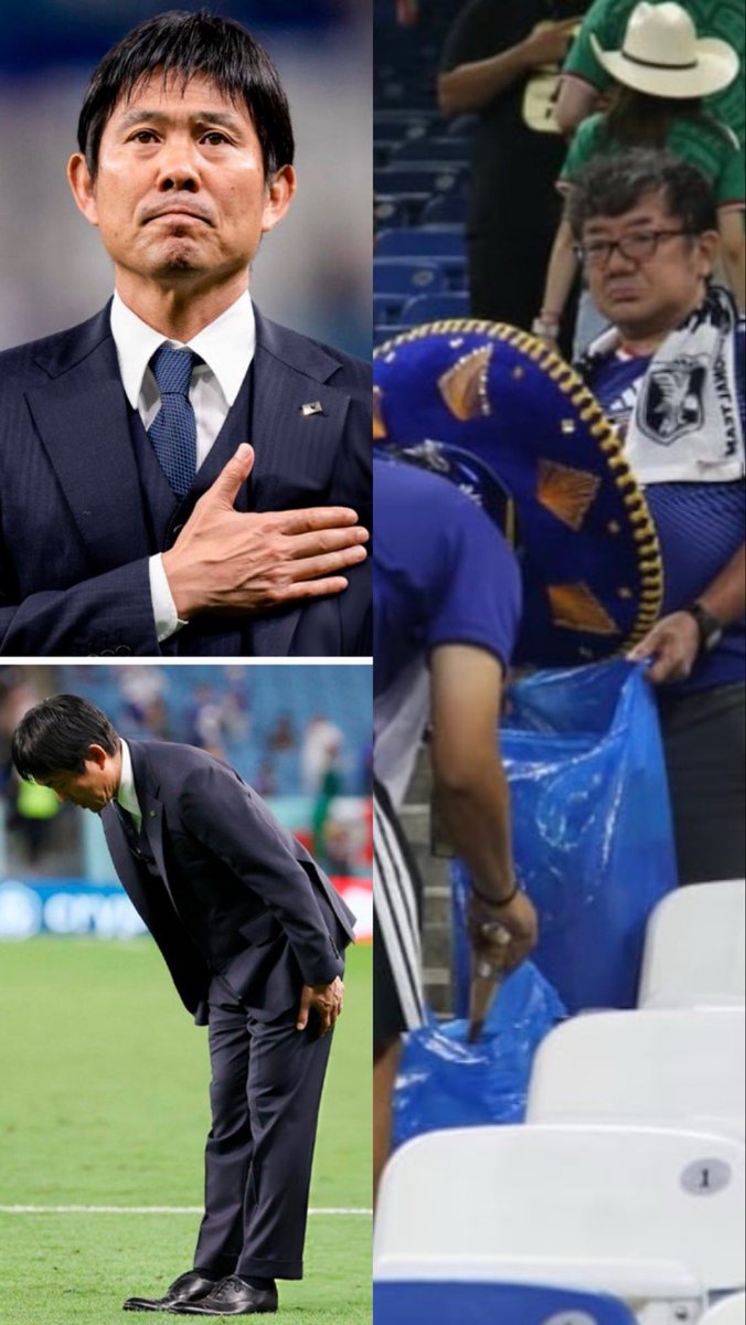MamelaFialloFlo's tweet photo. Japón 🇯🇵 se va y deja el legado de su cultura honrosa. Se disculpa el DT. La hinchada triste, pero limpiando el estadio 🏟️ como es la tradición y costumbre.
Respeto 🫡 https://t.co/VPa8sl3eVI