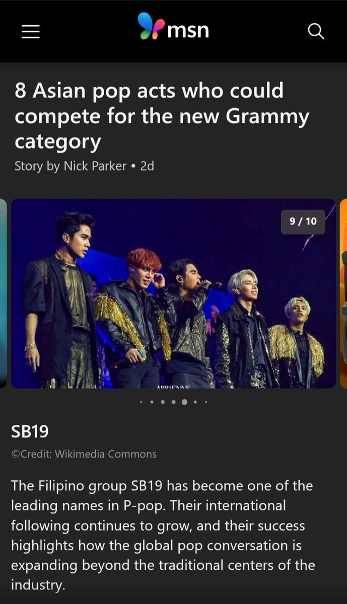 itsmemikoreyes's tweet photo. Global recognition continues! #SB19 IS THE ONLY P-POP GROUP ON THE LIST! 

@SB19Official has been featured in an MSN article titled "8 Asian Pop Acts Who Could Compete for the New Grammy Category."

"The Filipino group SB19 has become one of the leading names in P-pop. Their international following continues to grow, and their success highlights how the global pop conversation is expanding beyond the traditional centers of the industry."

READ THE FULL ARTICLE HERE:
https://t.co/TGDtWSteWB