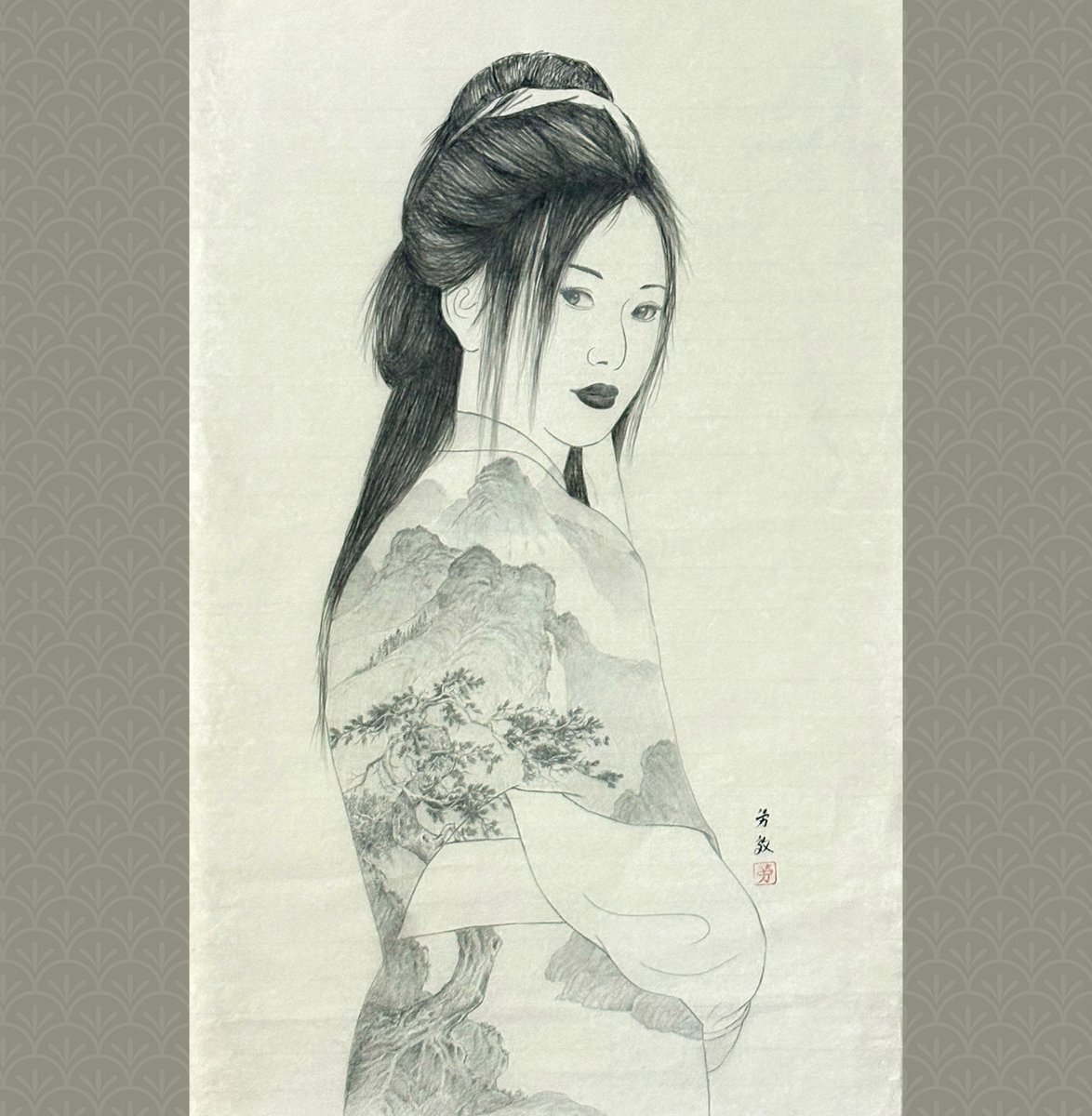 Artclicker's tweet photo. A Lover from Another Time Series 5. The unity of heaven and humanity, 天人合一, is a core philosophical proverb and concept in traditional Chinese culture. Heaven and man are fundamentally interconnected, sharing a harmonious, symbiotic relationship. #ChineseArt https://t.co/WY6kWSxxxX