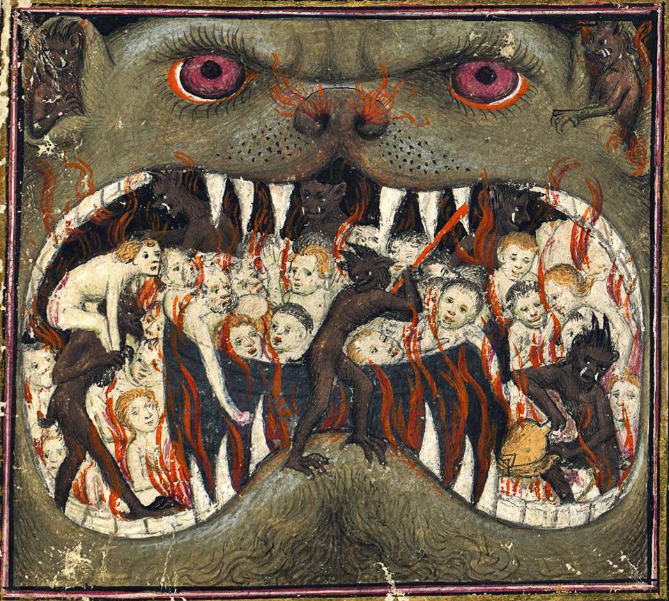 AlexXatzapost's tweet photo. The depiction of Hellmouth in Werwulf and some of the real ones. It emerged in the Anglo-Saxon art but many believe it originated in Germanic paganism as there's very similar imagery associated with Fenrir slain by Víðarr (Norse myth). I see why Sjón is involved in the script. 👀 https://t.co/RenK7VBHxB