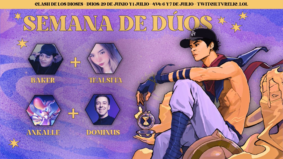 Relic_LoL's tweet photo. El clash de los dioses continua EN 1 HORA!

Perú 🇵🇪 dominó totalmente la modalidad de solos, pero en pareja veremos quien baila mejor.

Hoy día 1 de la semana de dúos, estos son los participantes después del draft. https://t.co/5btEvHZg9j