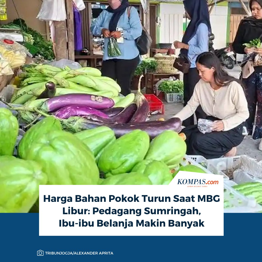 kompascom's tweet photo. Baca di sini: https://t.co/nXSgcZN1d1

Harga sejumlah bahan pokok di Kulon Progo, mulai dari sayuran, telur, hingga daging ayam, turun selama libur program Makan Bergizi Gratis (MBG), sehingga daya beli warga meningkat dan penjualan pedagang di Pasar Wates ikut terdongkrak.

~IQ #bahanpokok #MBG