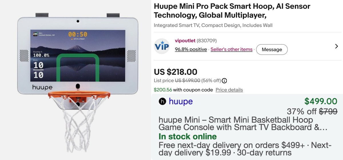 glitchaddicts's tweet photo. $500 SMART BASKETBALL HOOP IS NOW $200 

Huupe Mini Pro Smart Basketball Hoop just hit its all-time low and is selling for just $200 after code ‘VIPJUNETAKE8’

The same smart hoop is still $499 on Huupe’s website

https://t.co/cscTVgjlC1 #ad https://t.co/nkcweh5Q4o
