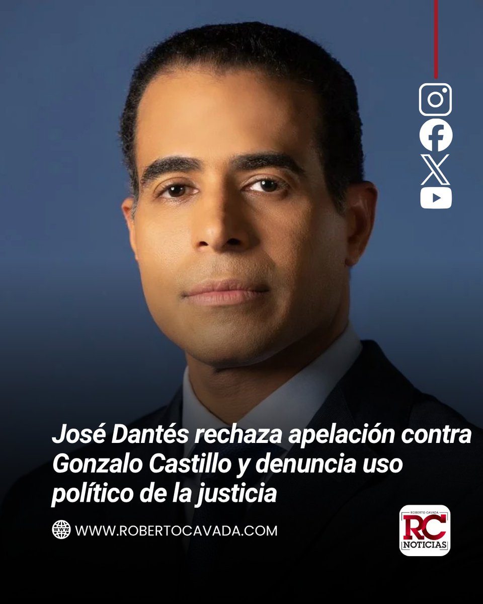 rcavada's tweet photo. José Dantés rechaza apelación contra Gonzalo Castillo y denuncia uso político de la justicia

https://t.co/8DdADCFldL

#RobertoCavada #RCNoticias https://t.co/hLJ8R7MUpa