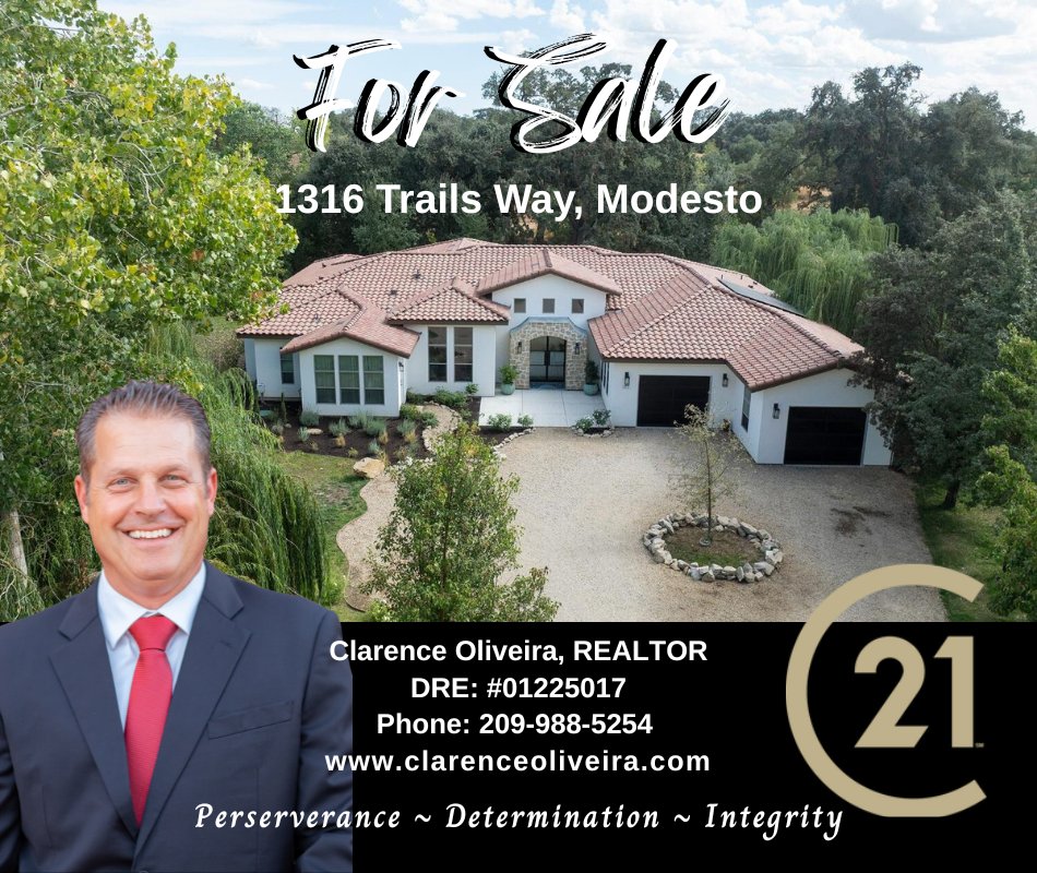 ClarenceC21's tweet photo. #PriceChange - 1316 Trails Way, Modesto, 4bd/4bth/3642sf, this McSweeney #CustomBuiltHome sits in #TheBluff Community, $1,599,900... Clarence Oliveira | DRE# 01225017 | Century 21 | 209.988.5254 #ClarenceOliveira #TurlockHomes https://t.co/hMsWjF7R7r https://t.co/9mY589ZJqA