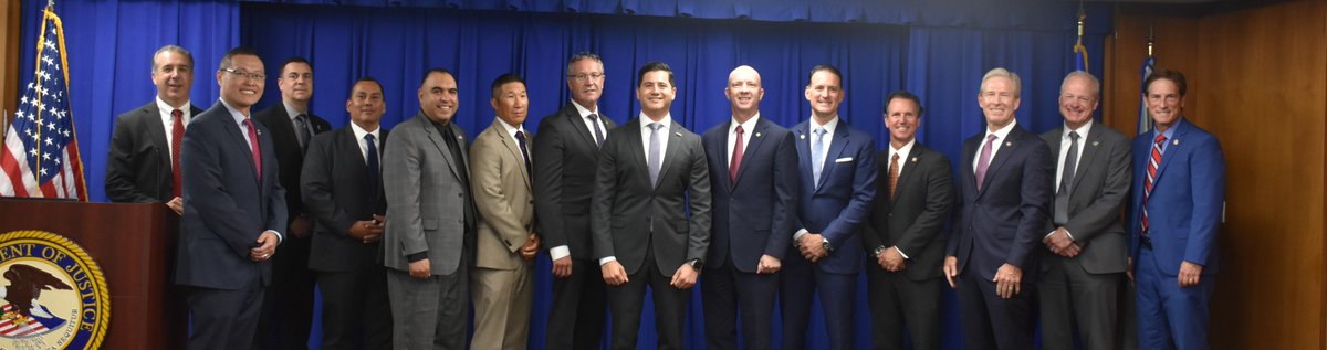 USAO_LosAngeles's tweet photo. .@USAttyEssayli met today in Los Angeles with senior Southern California law enforcement officials to discuss ongoing federal and local efforts to combat crime.

Also in attendance today were @FBILosAngeles Assistant Director in Charge Patrick Grandy, @DEALOSANGELES Special Agent in Charge (SAC) Anthony Chrysanthis, @LosAngelesATF SAC Kenneth Cooper, @HSILosAngeles SAC Eddy Wang, @USMSLosAngeles Acting Marshal Rogelio Nuno-Marquez, @SecretService SAC Armando Marquez, @IRS_CI SAC Darren Lian, @NathanHochmanDA, @DA_MikeHestrin, @sbcountyda Jason Anderson, @ENasarenko, @DASantaBarbara, and @dandow.