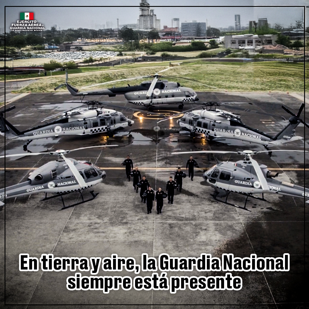 Defensamx1's tweet photo. La Guardia Nacional al servicio de México.

El objeto de la Guardia Nacional es realizar funciones de seguridad pública a cargo de la Federación conforme a los convenios que para tal efecto se celebren, colaborar temporalmente en las tareas de seguridad pública que corresponden a las entidades federativas o municipios, con la finalidad de preservar la paz social y proteger los derechos de la población.

Por un México de Justicia y Paz.

#EjércitoMexicano #FuerzaAéreaMx #GuardiaNacional
