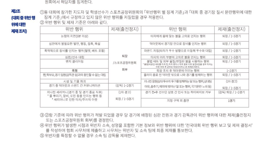 thinker_parksse's tweet photo. 벤클 못한 이유: 청룡기에서 벤클하면 규정상 퇴장이고 스포츠공정위원회에 회부됨. https://t.co/x7NiPfZiX9