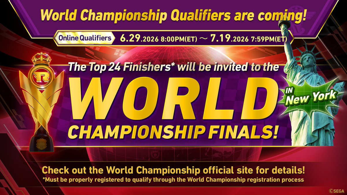 RaceCrossWorlds's tweet photo. World Championship Qualifiers open today. 🏆

➡️When: Until July 19, 7:59 PM ET
➡️Who: Open to all players

The Top 24 finishers will earn an invitation to the World Championship Finals in New York!

Don't forget to register online at:
https://t.co/mV8Sji3Mns https://t.co/xwl9YufebK