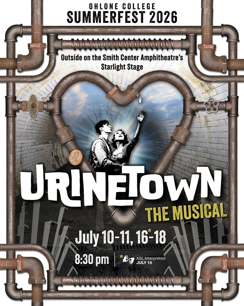 OhloneCollege's tweet photo. 🎟️ If you're in town, you're going to want to watch Urinetown the Musical, performed by Ohlone College's Theatre and Dance Department! Watch our performances from July 10-11 and July 16-18. Buy your Summerfest Tickets today at https://t.co/zx3BhvVEjm https://t.co/jACDvdORCH