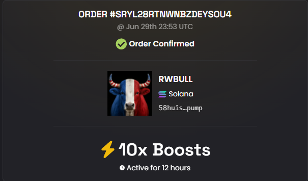 TyxTrades's tweet photo. $RWBULL is 10x boosted! 

More boosts to come! 

Red White and very Bullish :)

58huisgK8XoC1E5h4YZ22VeGTeo12gaWxFeWFwBFpump https://t.co/UgnqcGHRvp