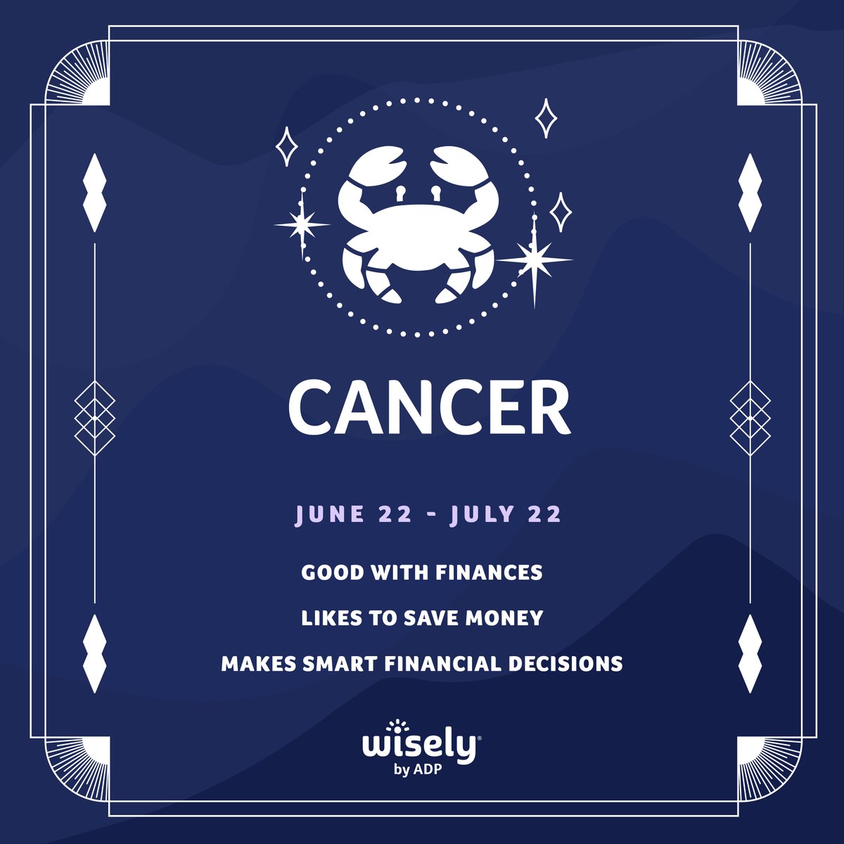 WiselybyADP's tweet photo. Happy Birthday #Cancers! This month, let your signature financial intuition lead the way by saving with intention and making smart, steady money moves. Your thoughtful approach can set the foundation for lasting stability and growth.

#Astrology #FinancialWellness https://t.co/57TlQTIAeP
