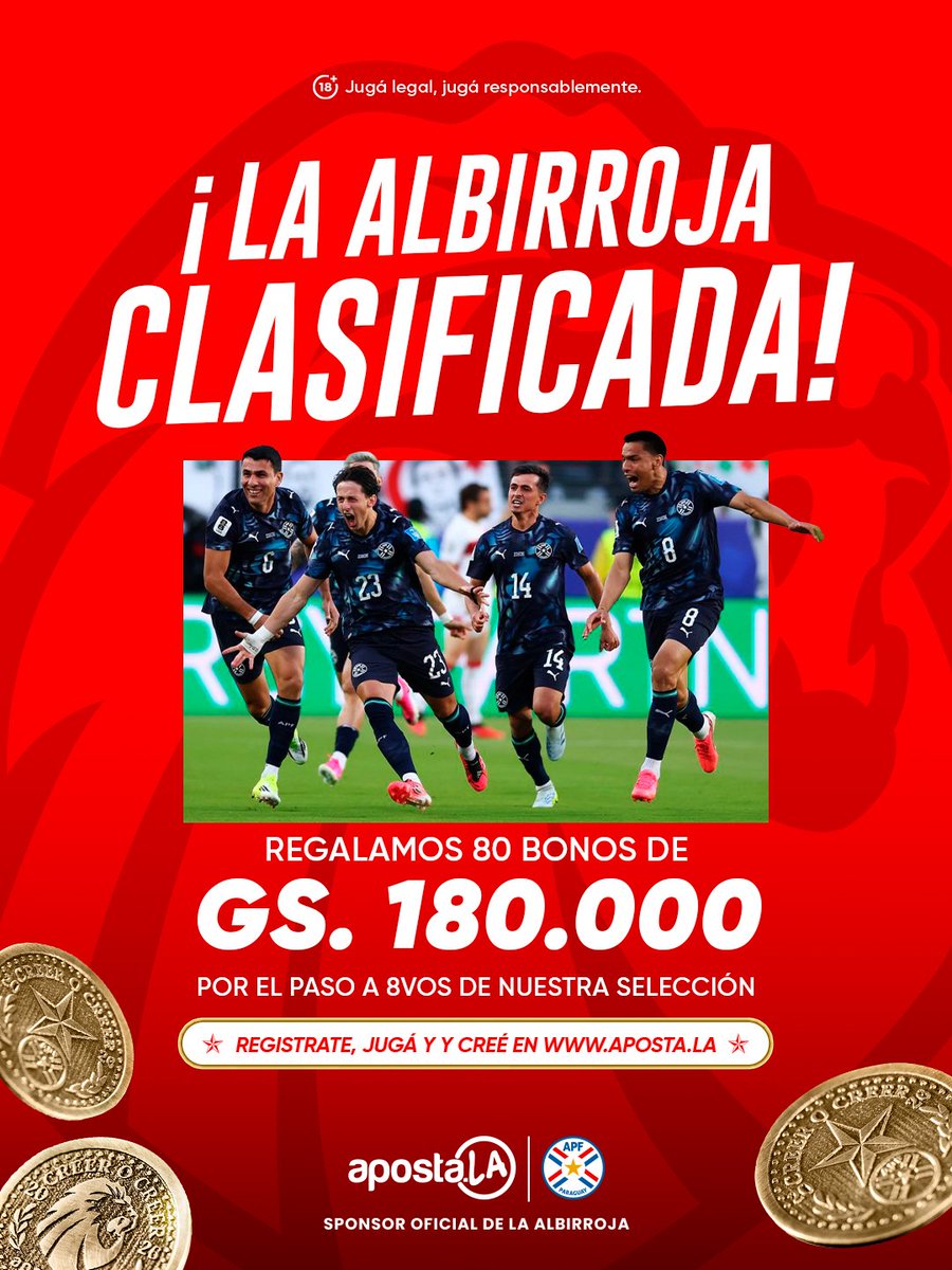 Apostalapy's tweet photo. ¡Corré a participar antes de que al jefe le baje el FESTEJOOO!

Clasificadooooos!! 🎁 Por eso regalamos 80 bonos de Gs. 180.000 🤩

✅Dale rt al tweet
✅Comentá tu festejo a la Albirró

Comunicamos al ganador el jueves 2 de julio. https://t.co/bDwpyrn4kj