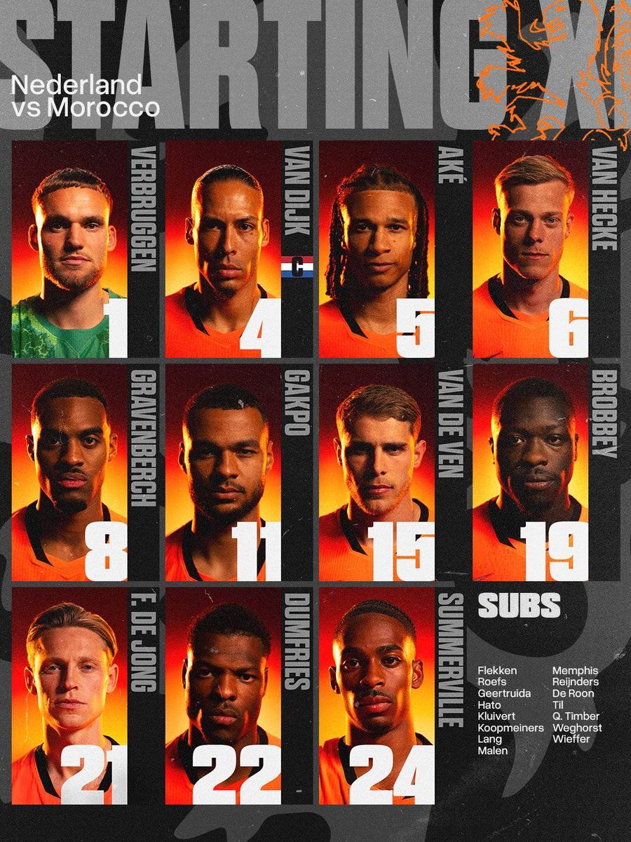BarcaTimes's tweet photo. 🚨| 𝐎𝐅𝐅𝐈𝐂𝐈𝐀𝐋: Frenkie STARTS against Morocco. 🇳🇱✅ https://t.co/q1SnvDeYqQ
