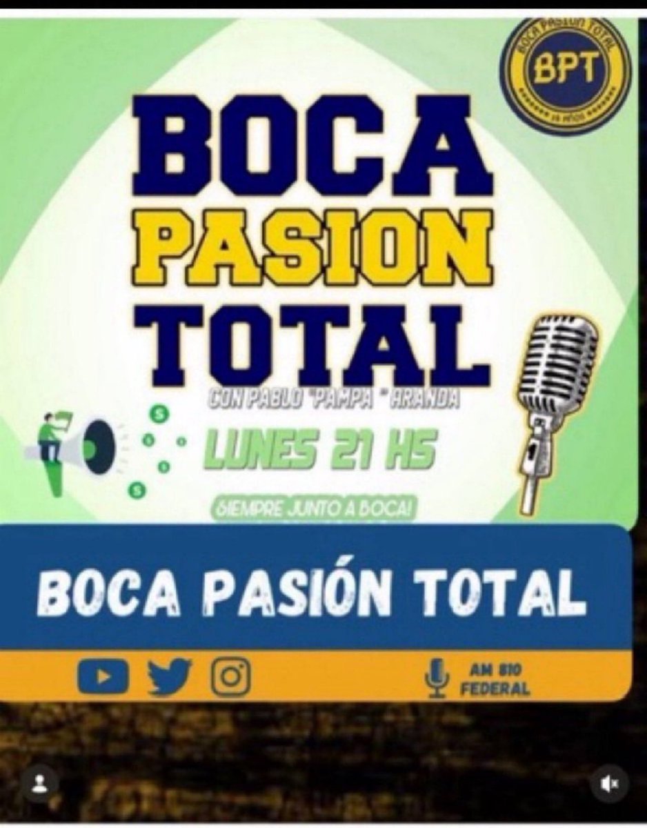 BocaPasionTotal's tweet photo. 🎙️ ¡AIRE, AIRE, AIRE!
Ya estamos con #LaInfoDeBoca @BocaPasionTotal junto a @PampaAranda.
Analizamos todo el presente xeneize en @la810radio. ¡Sumate, participá y dejanos tu mensaje! 💙💛💙
👇 PRENDETE AL VIVO Y SUSCRIBITE:

https://t.co/QZCfTaapPI https://t.co/4o2EZmpNqf