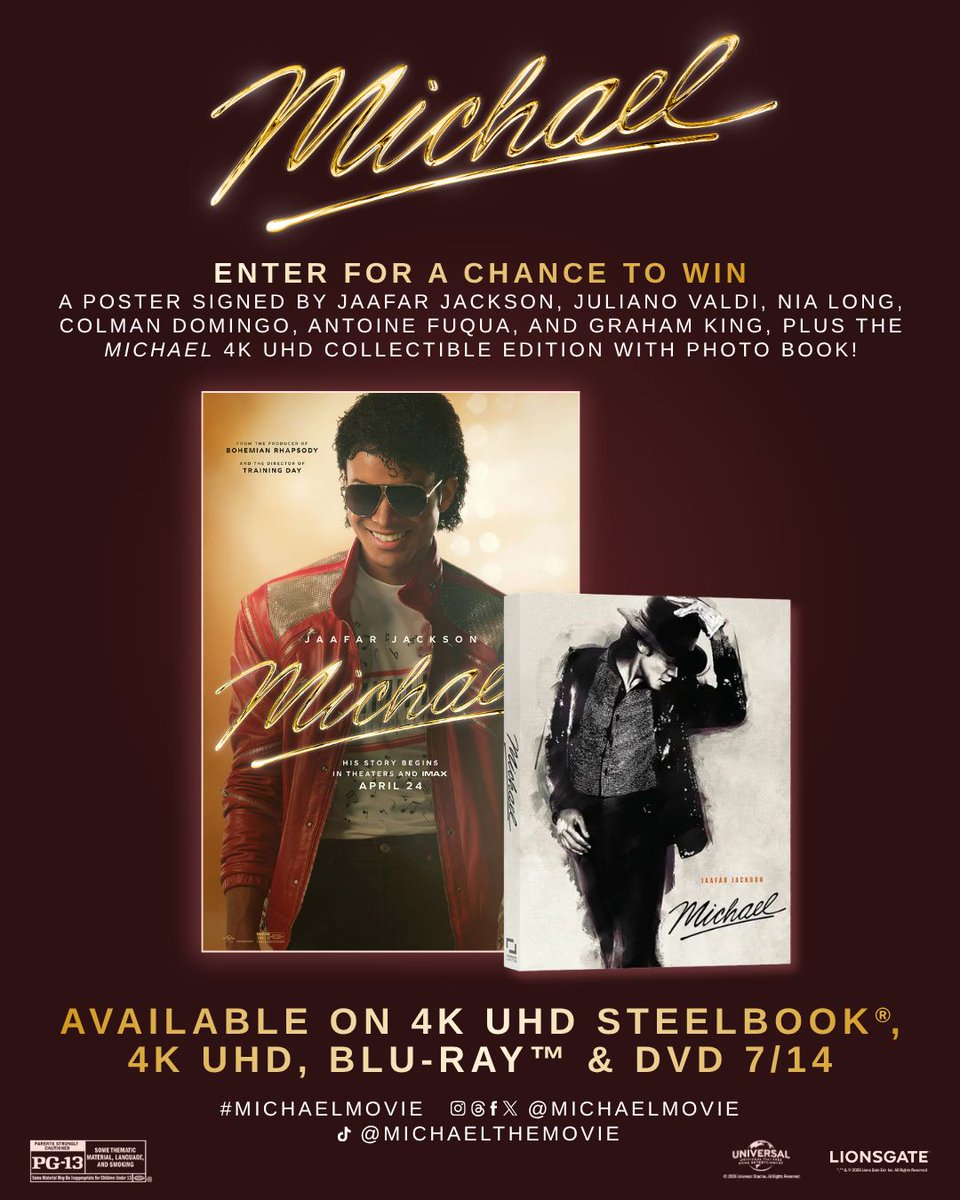 TheBingeShow's tweet photo. 🎤 GIVEAWAY TIME! 🎤

We're giving away a Michael prize pack featuring:

🎬 A signed Michael movie poster
📀 The Michael 4K UHD Collector's Edition with Photo Book

To enter:
✅ Follow The Binge
❤️ Like this post
💬 Comment your favorite Michael Jackson song

We'll randomly select one winner. Good luck!

#MichaelMovie #MichaelJackson #Giveaway #MovieGiveaway #TheBinge