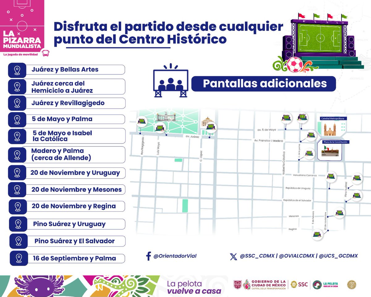 turismocdmx's tweet photo. ¡Apoyemos a México en su partido vs Ecuador! 🇪🇨 vs🇲🇽✨
#ElMejorAmbienteMundialista se vive en la Ciudad de México.
¿Quieres disfrutar en comunidad de los partidos de mañana?
No te los pierdas en:
⚽️17 Festivales futboleros
🏟️FIFA FAN FEST
🌳Paseo de la Reforma
✨Centro Histórico https://t.co/VYD8KiB0kv