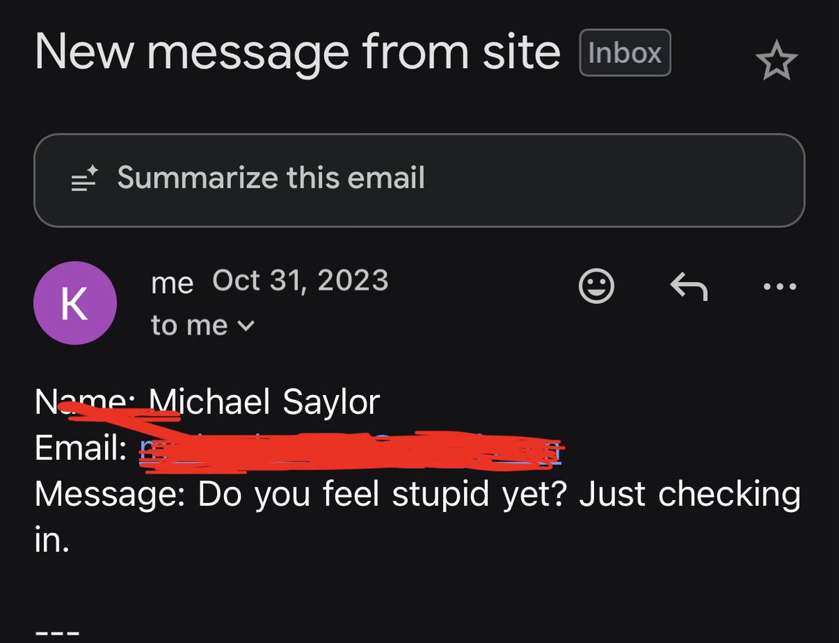 kurtwuckertjr's tweet photo. Just remembering all the people who told me I don’t understand MSTR or BTC. 

Including little Mikey who used to email me… https://t.co/RE3tomb5KL