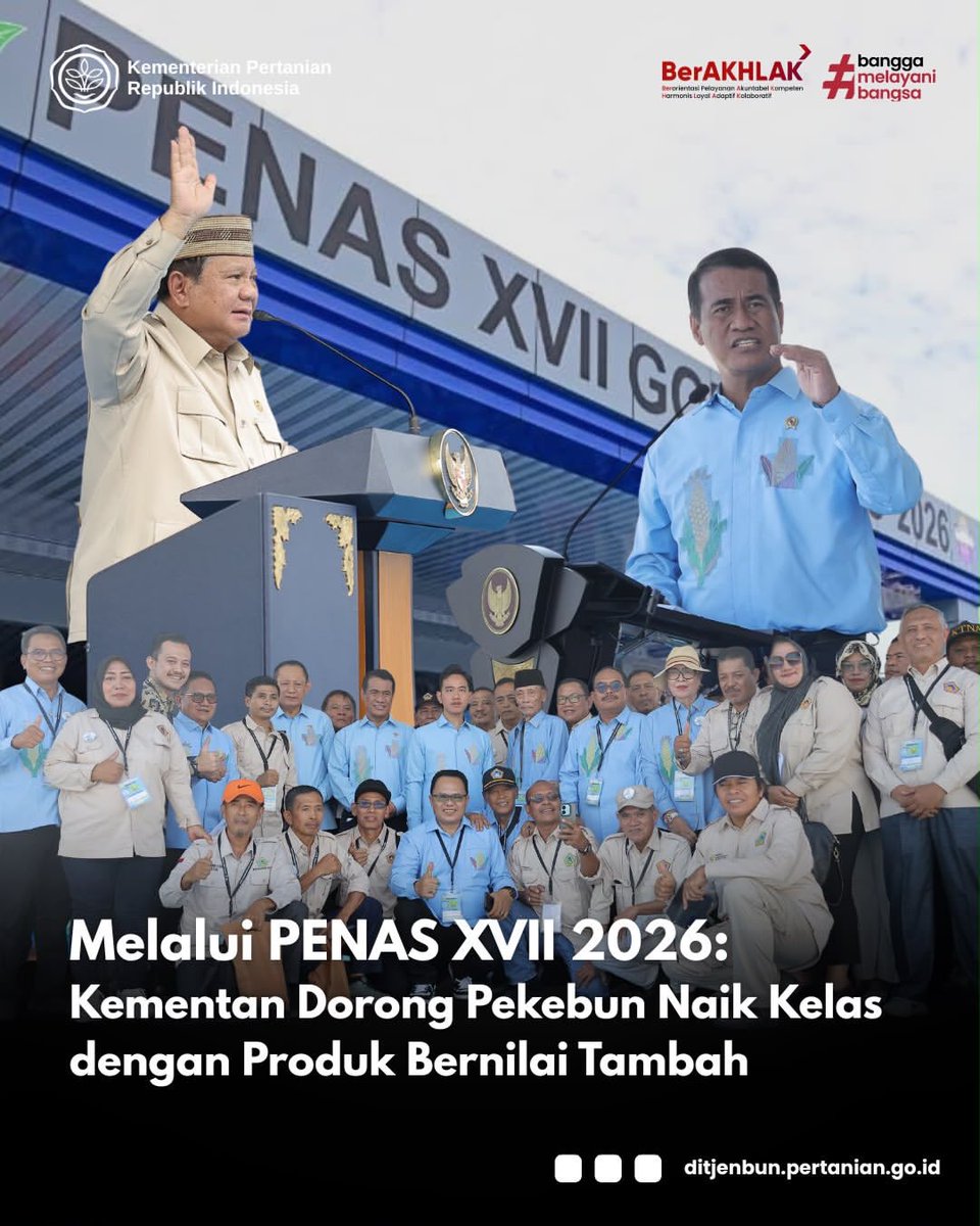 BbpptpAmbon's tweet photo. Kementan jadikan PENAS XVII 2026 momentum hilirisasi perkebunan demi menciptakan nilai tambah produk, melahirkan wirausaha baru, dan meningkatkan kesejahteraan pekebun melalui inovasi olahan.
#BBPPTPAmbon
#Ditjenbun
#Kementan
#Hilirisasiperkebunan https://t.co/c81CoDjx3r