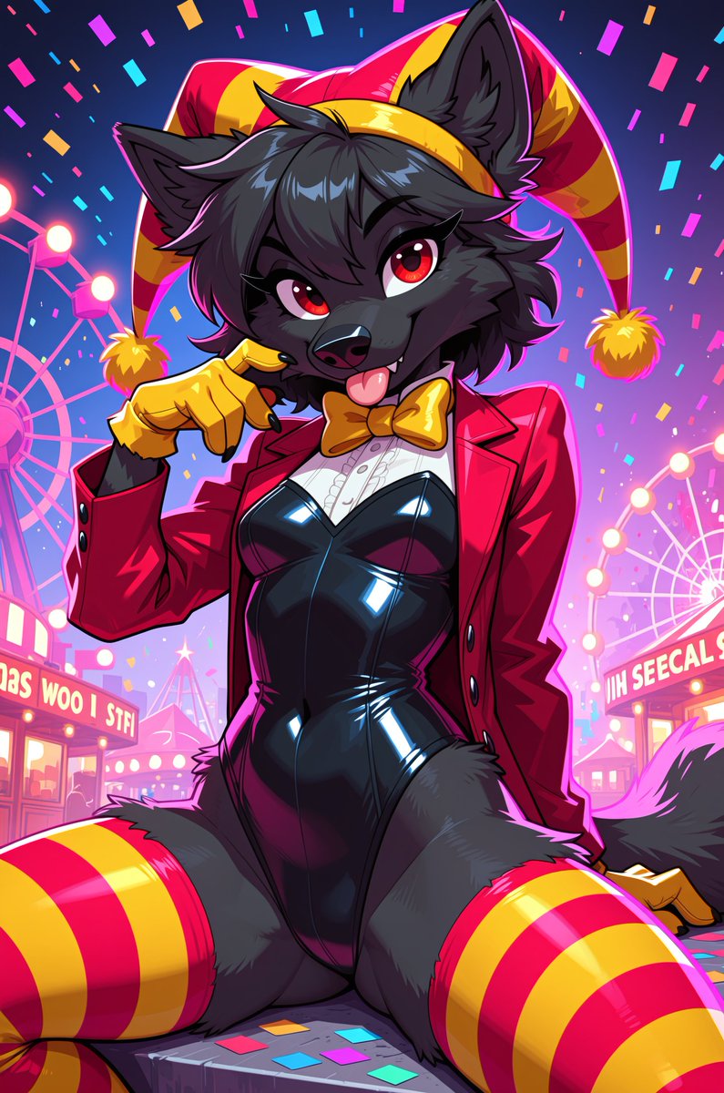 aiRabbit0's tweet photo. Time to head to the fair for a walk... and to show off my juggling skills. Want to see how well I can handle multiple balls at once? 🎪🤹‍♀️🐺
#FurryAIart #FurryAI #Furry #AI #AIart https://t.co/m9U2N3yPfk
