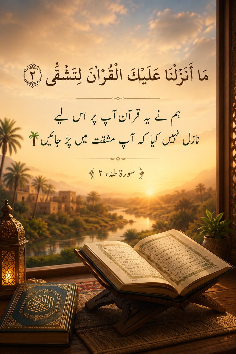 bpk69's tweet photo. Holy Quran: 20:2

ہم نے یہ قرآن آپ پر اس لیے نازل نہیں کیا کہ آپ مشقت میں پڑ جائیں🌴

﴿سورۃ طٰہ، ۲﴾ https://t.co/TSf4EuHtxC