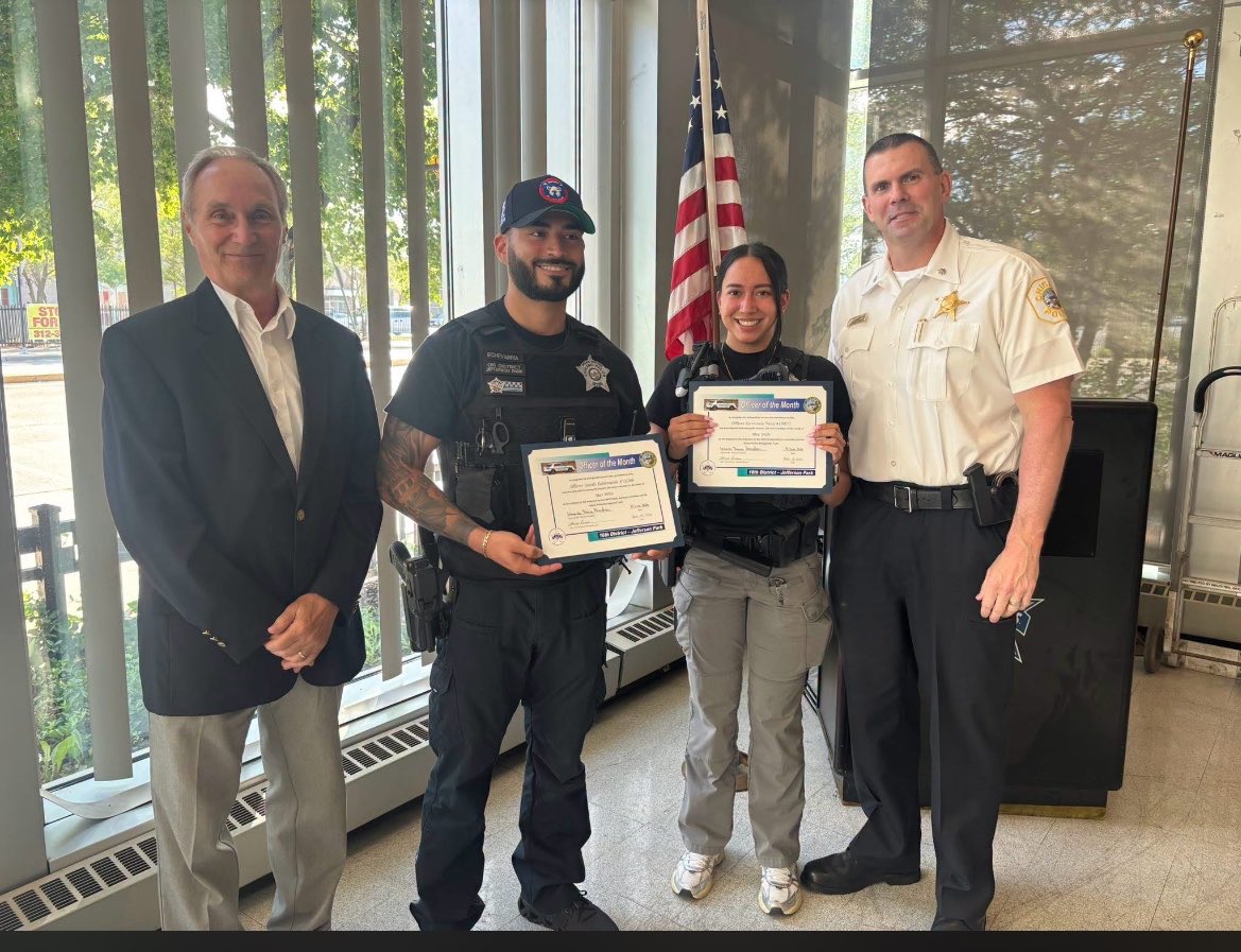 ChiSpectator's tweet photo. Congratulations to Officers Isiah Echevarria, and Gennesis Pena on a award. Officer Pena has received Officer of the month a couple of times previously. The 16th district residents are blessed to have great officers. 

Credit for picture- @NadigNewspapers https://t.co/L7DqOI7vyC