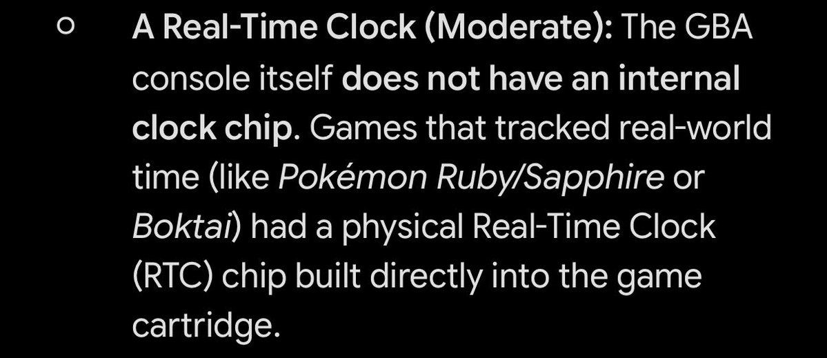IceSolst's tweet photo. I was wondering how hard it is to program a clock for a gameboy advance, and it’s fascinating that game cartridges would ship with additional hardware https://t.co/vIKGggOzFB