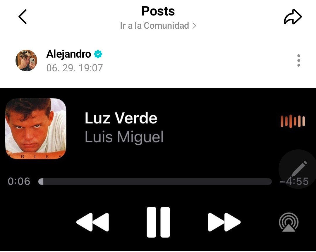 alearamburuLAT's tweet photo. 📝| WEVERSE POST ~ #ALEJANDRO

🐹: 🎵

🔗https://t.co/pGrn2WWj1H

*Ale recomendando una canción de Luis Miguel 👀
#AlejandroAramburu #SantosBravos https://t.co/NWwwSrJKEd