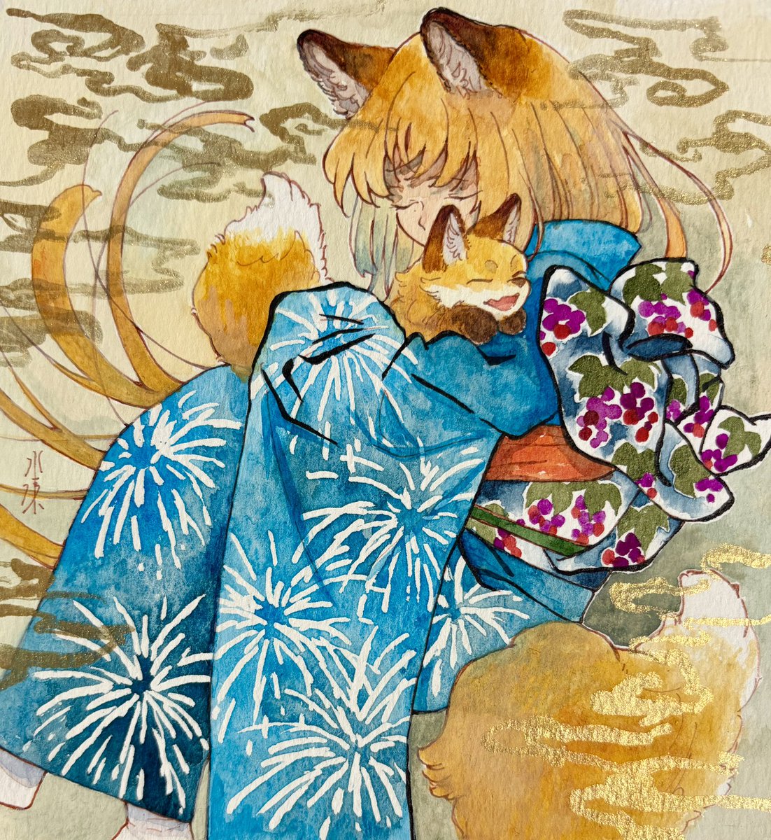 じゃれねこ『3月☆⑦桜×九尾狐』 狐桜くろ🦊 (@Kozakura_Kuro) / Posts / X