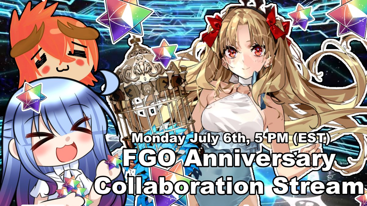Kuragi_Tutu's tweet photo. Announcement time! Rolling stream on Monday July 6th, 5 PM (EST) with @sventarian Time to celebrate another year of FGO by throwing everything we have at Summer Eresh over on our twitch! https://t.co/Y9YgIv0UIg