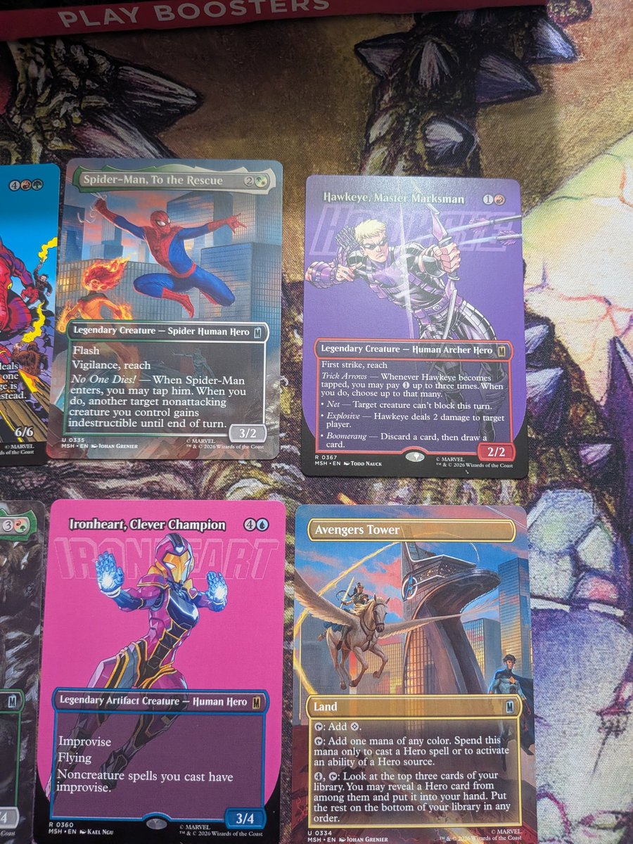 SmileyGames4evr's tweet photo. I finally got my marvel mtg box and wooowheee I think it cooked making the brain go brr 
Can't believe I got two friggin mind stones https://t.co/9xrZ8ppwqT