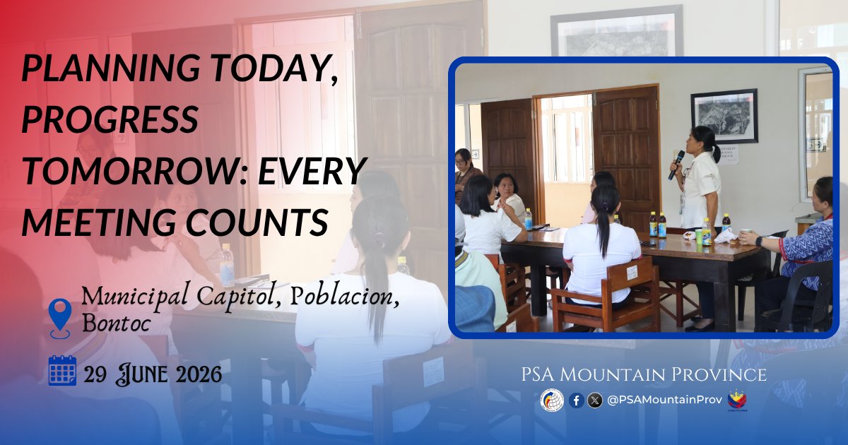 PSAMountainProv's tweet photo. On the afternoon of 29 June 2026, the Municipal CBMS Coordinating Board convened at the Mayor's Office Conference Hall, Municipal Capitol, Poblacion, Bontoc, to discuss and plan the necessary preparations for the implementation of the 2027 CBMS in the municipality.
#CBMS https://t.co/V3GGGhe3EB