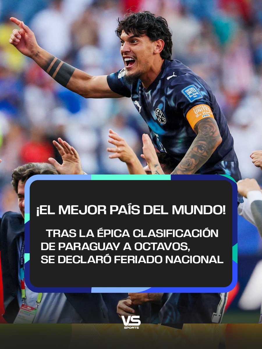 SomosVsSports's tweet photo. #VsSportsSomos26 | ¡VIVA PARAGUAY K-RAJO! 😍🔥

El gobierno nacional declaró oficialmente feriado nacional para este martes, luego de la hazaña de la selección paraguaya en la Copa del Mundo.

¡Salud, pueblo paraguayo! ❤️🤍💙

#Mundial06 https://t.co/KcWr7A9fMl