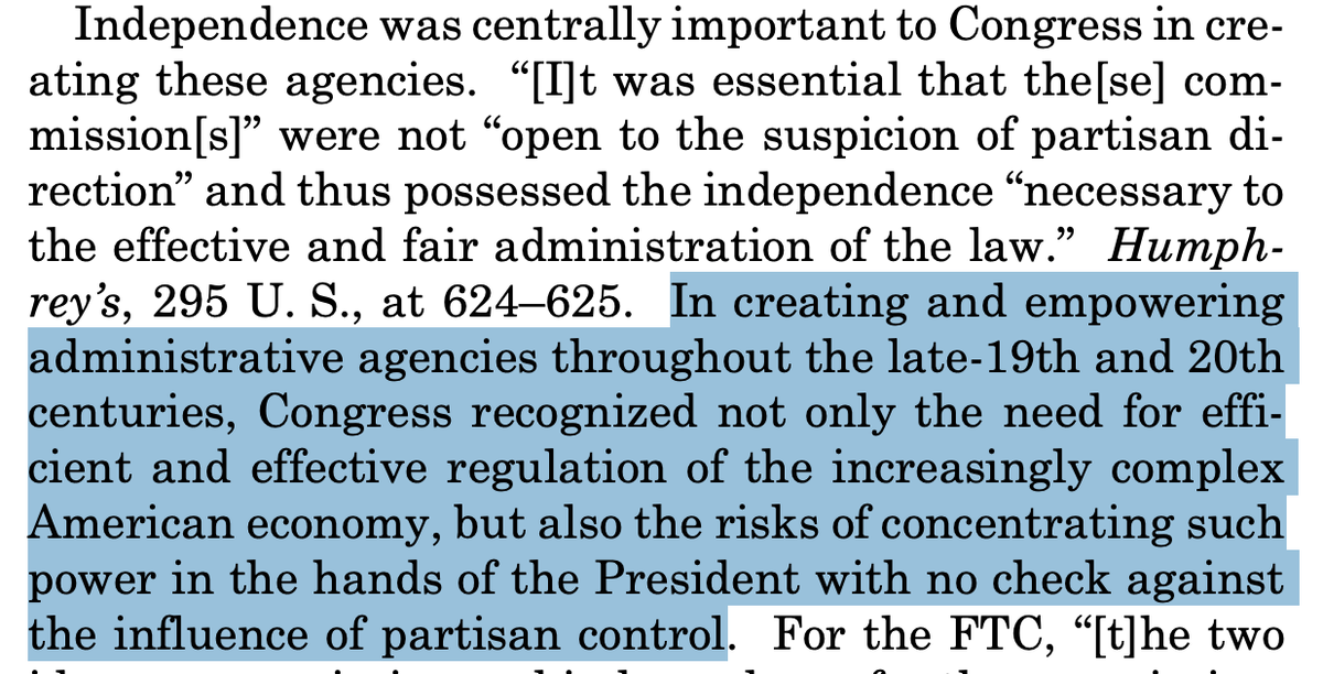 chad_mizelle's tweet photo. The Supreme Court just overruled Humphrey's Executor in Trump v. Slaughter, holding the President can remove FTC commissioners at will. The dissent warns loudly about one danger — while ignoring a much bigger one. 🧵 https://t.co/GCMdEKAr3m