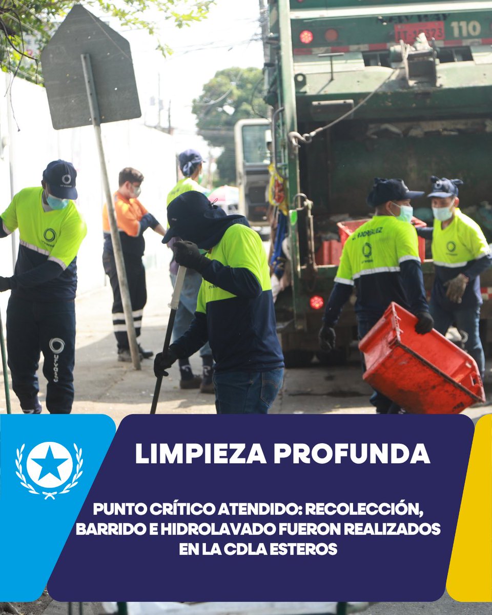 AseoGYE's tweet photo. 🧹 En Ciudadela Esteros realizamos una limpieza profunda frente a la Escuela César E. Arroyo, con labores de recolección, barrido e hidrolavado para recuperar las condiciones del sector.

💙 Seguimos trabajando por espacios más limpios y seguros.

#AsiSeHaceGuayaquil https://t.co/BAMSKRVugi