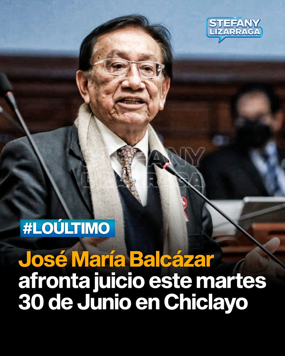 StefLizarraga's tweet photo. JOSÉ MARÍA BALCÁZAR AL BANQUILLO DE LOS ACUSADOS ESTE 30 DE JUNIO 🚨

El Segundo Juzgado Unipersonal de Chiclayo puso freno a las maniobras y reprogramó de forma impostergable la audiencia de juicio oral contra José María Balcázar para este martes 30 de junio. Esto se da luego de que su defensa solicitara una sospechosa postergación con el desgastado pretexto de que el mandatario interino se encuentra en una "gira oficial" en el extranjero.

A este personaje ya no le quedan gollerías para seguir paseando a los tribunales. Está acusado formalmente por presunta apropiación ilícita y, aunque use los viajes institucionales como escudo protector para no dar la cara en Chiclayo, la ley se respeta. El Perú real está harto de las autoridades que se alucinan intocables y que pretenden usar los recursos del Estado para evadir sus cuentas pendientes con la justicia.

#BalcázarAlBanquillo #JuicioOral #ChiclayoJusticia #FueraLasExcusas #FirmezaDemocrática #SeLeAcabóElPaseo #OrdenYEstabilidad #Economía #RobertoSánchez #Democracia #Perú #PolíticaPeruana #fyp #ONPE #Elecciones2026 #paratii