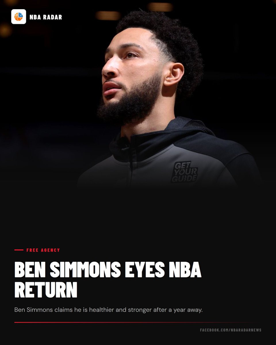 NBA__Radar's tweet photo. Ben Simmons says he spent his year away from the league trying to find himself again. Now he’s claiming to be healthier and stronger, hoping to show teams he’s ready for a return. We’ll see if anyone actually buys it.
#BenSimmons #NBA #Basketball https://t.co/BDzYVJqIy0