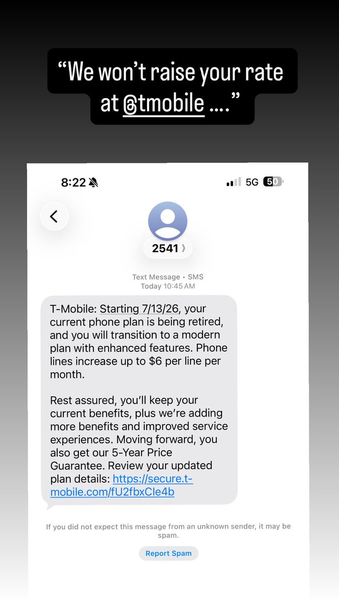 laurenrose's tweet photo. @TMobile forcing me on to a more expensive plan is the fastest way to get me to your competitor. This is a bag of bs. https://t.co/lUrEAvdNqs