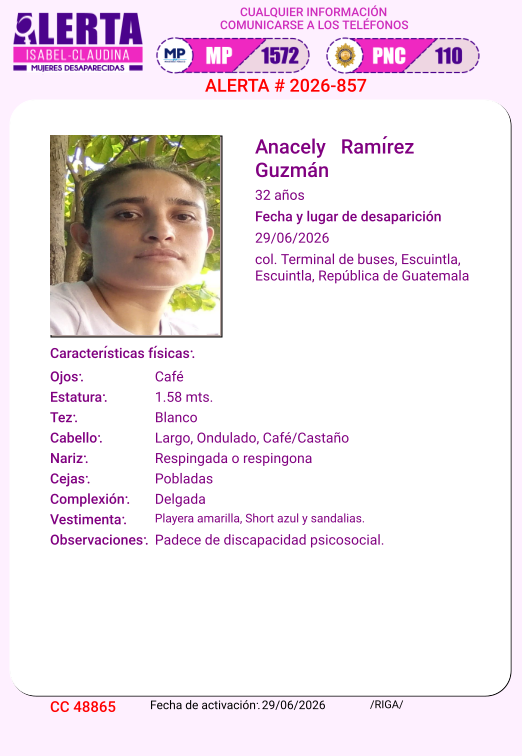 isabel_claudina's tweet photo. #AlertaIsabelClaudina
🚨 Ayúdenos a encontrar a

Anacely Ramírez Guzmán
Desapareció el  29 de junio de 2026
Cualquier información comunicarse al teléfono 📞 1572
Gracias por difundir esta información❗ https://t.co/oDSiLR5OoC