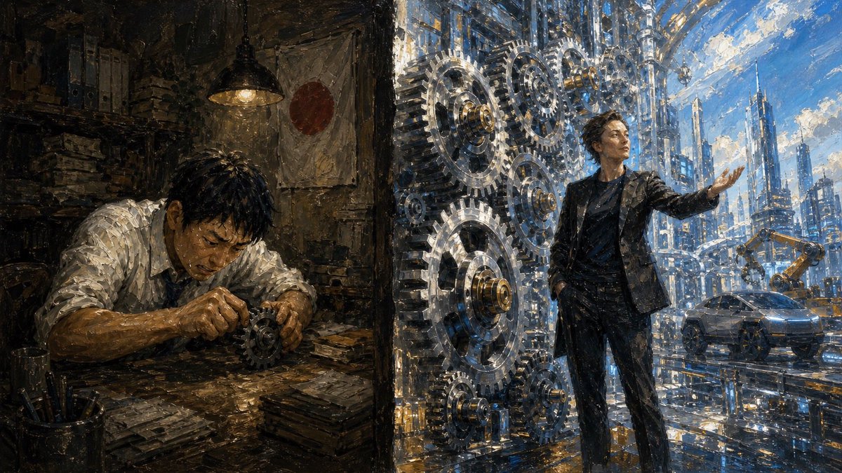 rireme33's tweet photo. 🇯🇵Japanese workers are producing precise gears one by one by hand, while Elon Musk is automatically turning a massive number of gears.🚗

We need to catch up quickly with the power of AI.❤️‍🔥 https://t.co/R19kbmIy70