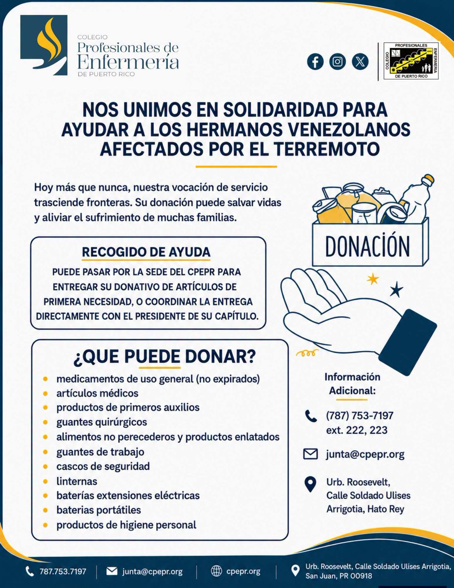 cpepr_o's tweet photo. ¡Nuestros hermanos de Venezuela nos necesitan! 🇻🇪🤝

Nos unimos en solidaridad para apoyar a los afectados por el terremoto. Tu ayuda puede salvar vidas.

¡Cada donación cuenta! ❤️

#Solidaridad #CPEPR #AyudaVenezuela https://t.co/266gpHxDkA