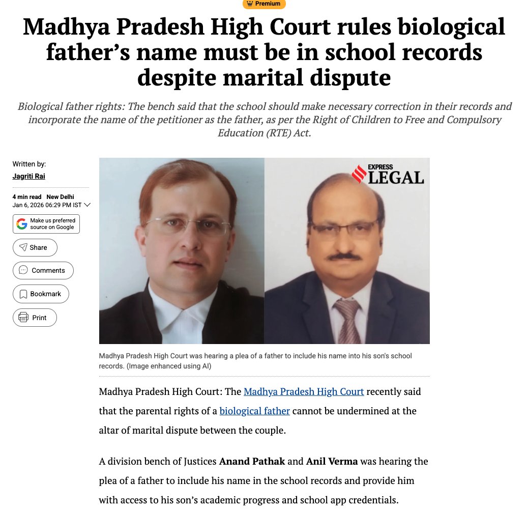 AblaMard's tweet photo. Thank you Justice Anand Pathak and Anil Verma for this verdict 🙏🫡

@mygovindia @indSupremeCourt why dont you make it compulsory for separated mother to submit admission form of the child in the court and father to ensure that fundamental parental rights of the child and father are preserved. Why do you want father to spend his hard-earned money on lawyers for such a trivial issue? why do you want to increase the pending case count? 

@Gujaratbench
@PMOIndia @HMOIndia @CIJ_ICJ @MLJ_GoI @UNHumanRights @rashtrapatibhvn
@CMOGuj @AhmedabadPolice @GujaratPolice @BJP4Gujarat @CollectorAhd @BJP4India @RSSorg
@myogiadityanath @narendramodi @arjunrammeghwal
@middaygujarati @aajtak

@ConcernedMGTOW @TheTinMenBlog @NoToMisuseOfLaw @san_x_m @JohnDavisJDLLM @AngrishSunil @BerlinFamilyman
@mentoohuman @bikas_cute @itachi_senpai1 @venom1s @samsiff

@realsiff @SIFFguru @right2men
@KishSIFF @SfLonely @randomsena @office_of_HH @Abd_SIFF @Ambar_SIFF_MRA
@looteri_dulhan @rajeshvakharia4
@FaceTheBrutes @AkS2709 @FatherFightsBak @_dharam_vir @Equalityismyth @iMGTOW 

Reference verdict: 
https://t.co/ijy5mqlphl