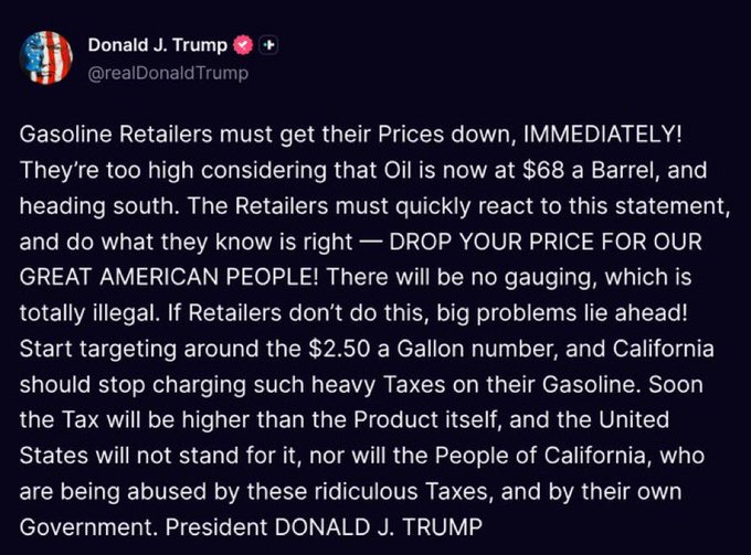 acnewsitics's tweet photo. The irony is incredible. Republicans call healthcare, student aid, and food assistance socialism—but government-directed gasoline pricing is suddenly patriotic. https://t.co/ZP0sNQf3o1