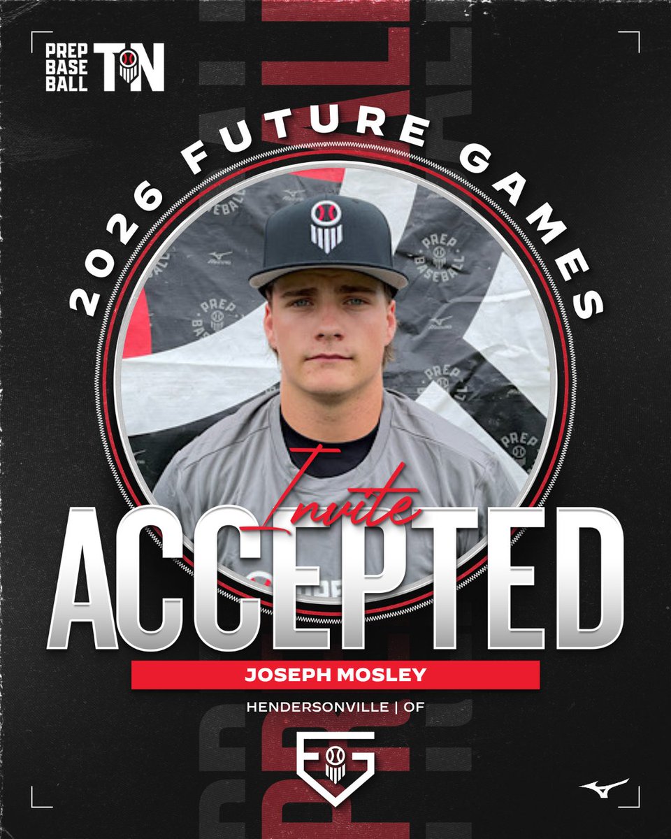 PrepBaseballTN's tweet photo. #𝐏𝐁𝐅𝐆𝟐𝟔: 𝐈𝐧𝐯𝐢𝐭𝐞 𝐀𝐜𝐜𝐞𝐩𝐭𝐞𝐝 👏

'28 OF Joseph Mosley (@JosephMosley28; @HvilleBaseball) is officially 𝐋𝐎𝐂𝐊𝐄𝐃 𝐈𝐍 🔐 to represent #TeamTennessee at the 2026 Prep Baseball Future Games.

🏟️: LakePoint Sports Complex
📆: July 22-25, 2026

👤: https://t.co/9ClM3oEA7y || @PrepBaseball